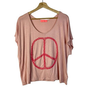 Boutique Soul Cake Pink Peace Sign Short Sleeve T-Shirt L